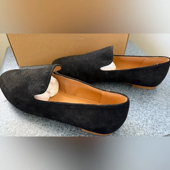 NWT J.Crew Black Suede Women's Smoking Slip On Loafers US 8 - Picture 3 of 9